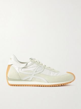 Flow Logo-Appliquéd Shell, Leather and Suede Sneakers