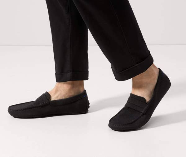 Model wearing the loafers