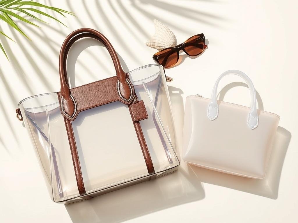 Translucent designer bags for summer 2025 featuring clear elements and PVC materials