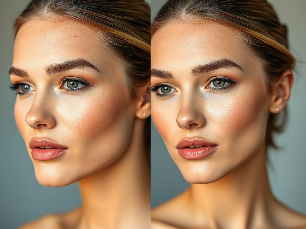 Comparison of cakey foundation versus natural foundation application