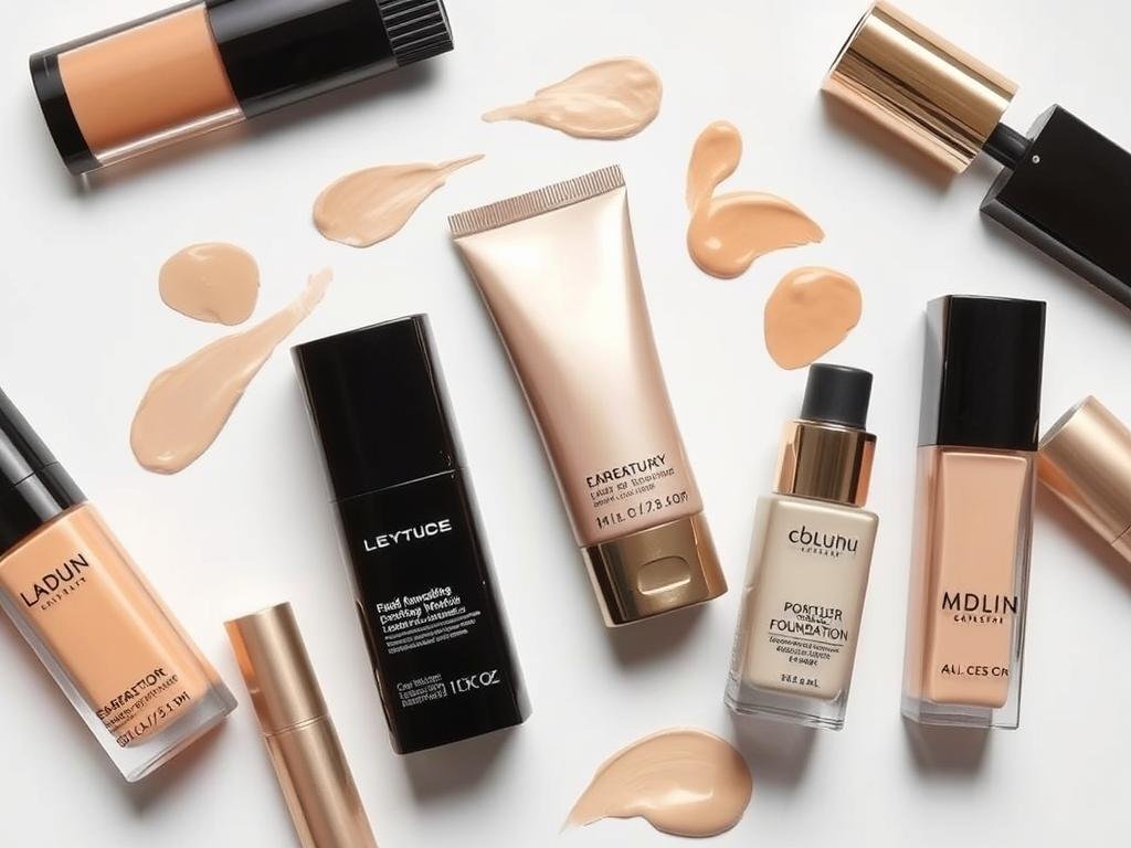 Selection of long-wearing foundations ideal for makeup for glasses wearers