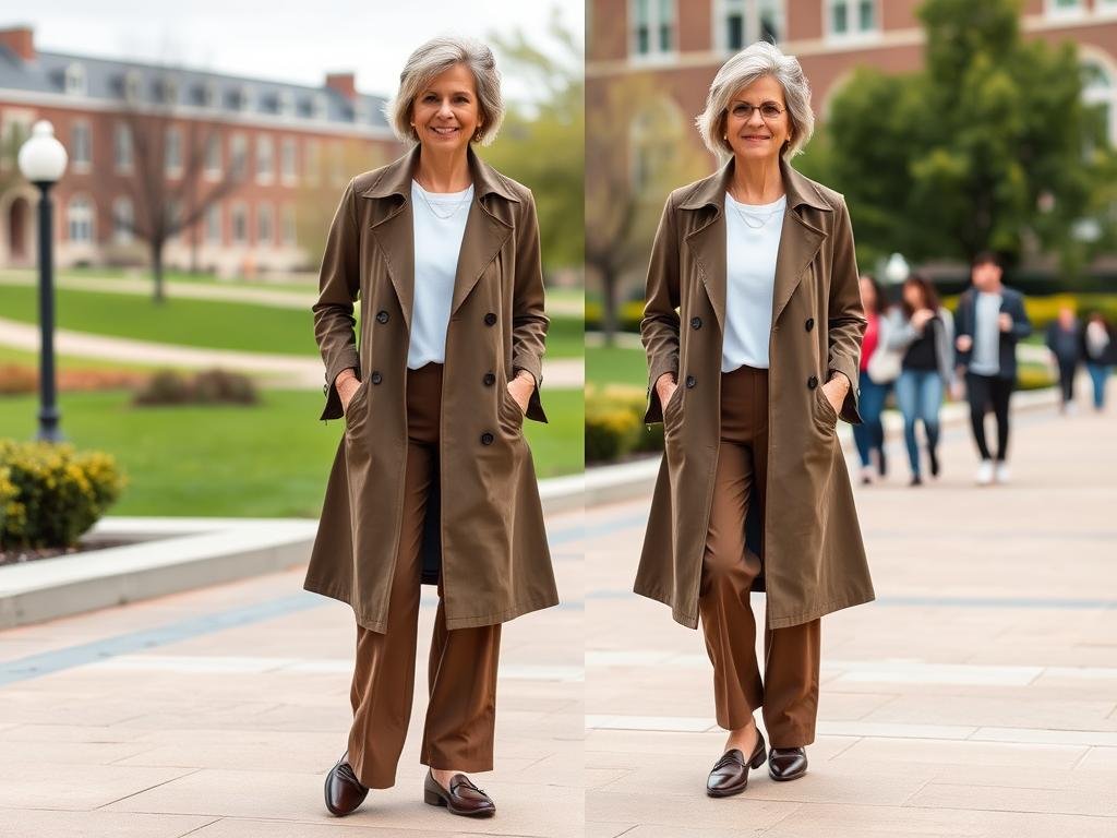 Woman adapting current trends to personal style for back to school outfit