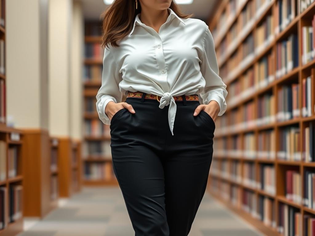 Woman wearing mix-and-match separates for affordable back to school outfit