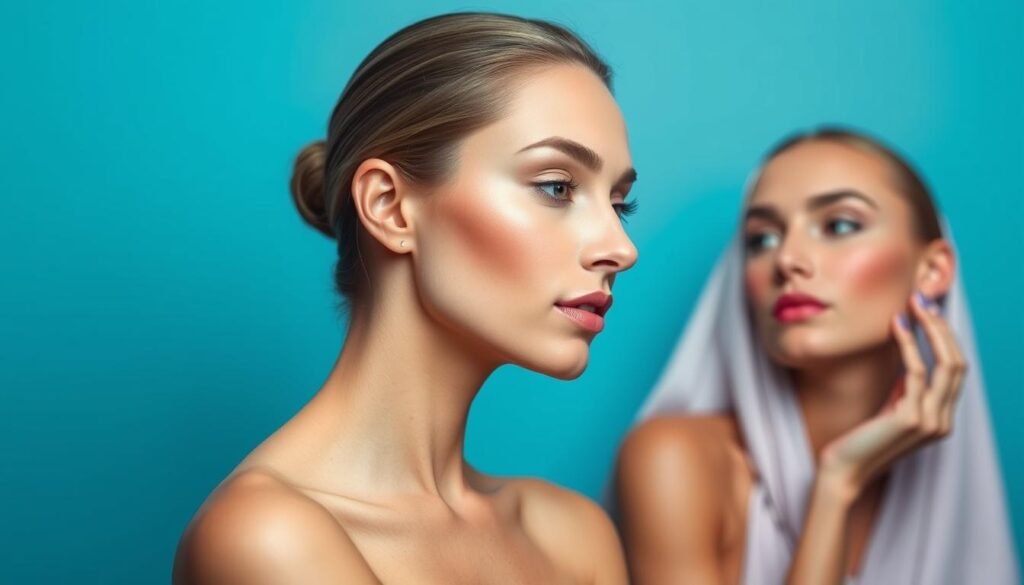 Woman with flat makeup look due to skipping blush and bronzer