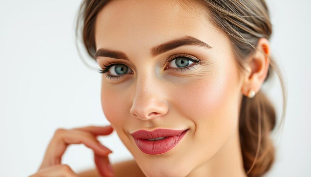 Woman with perfectly applied makeup looking confident