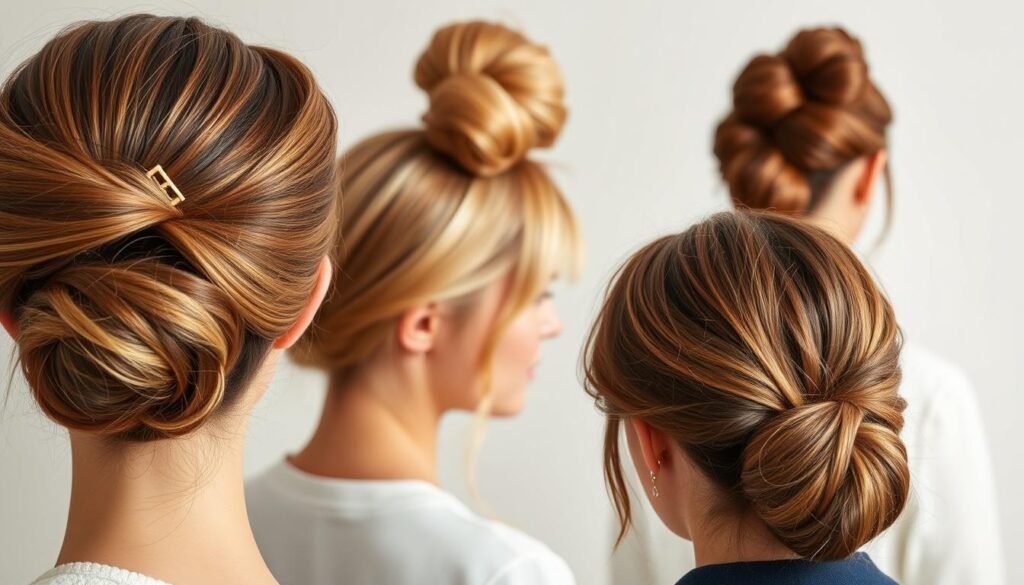 claw clip bun variations for different hair lengths